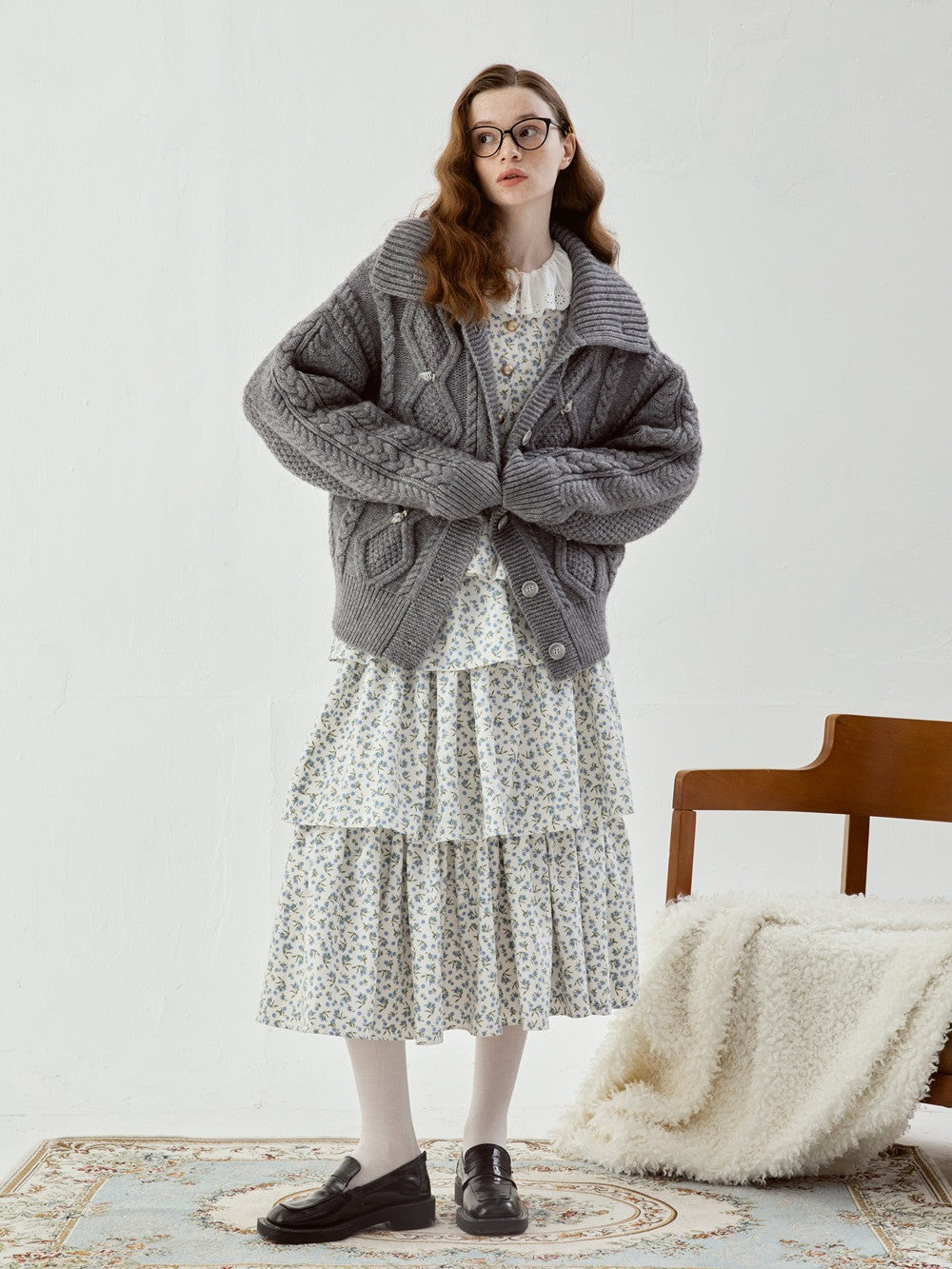 Feminine Tiered Flower Retro Long Cute Skirt