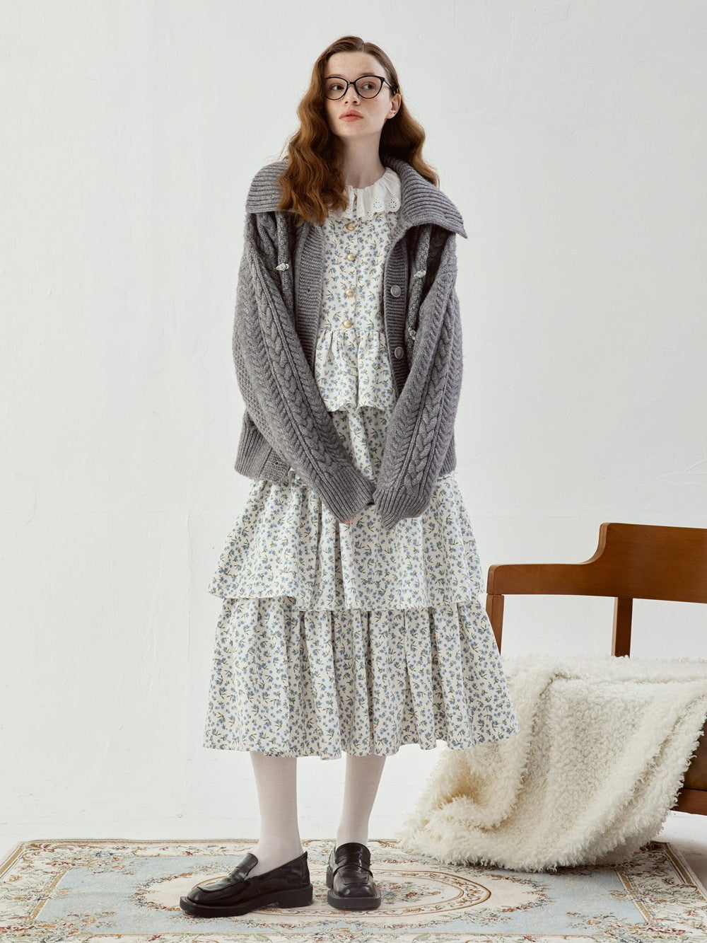 Feminine Tiered Flower Retro Long Cute Skirt