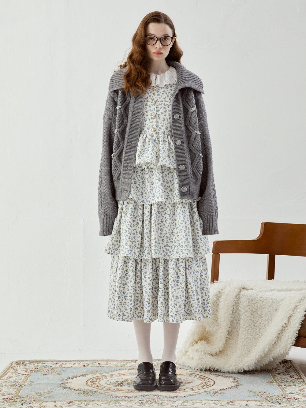 Feminine Tiered Flower Retro Long Cute Skirt