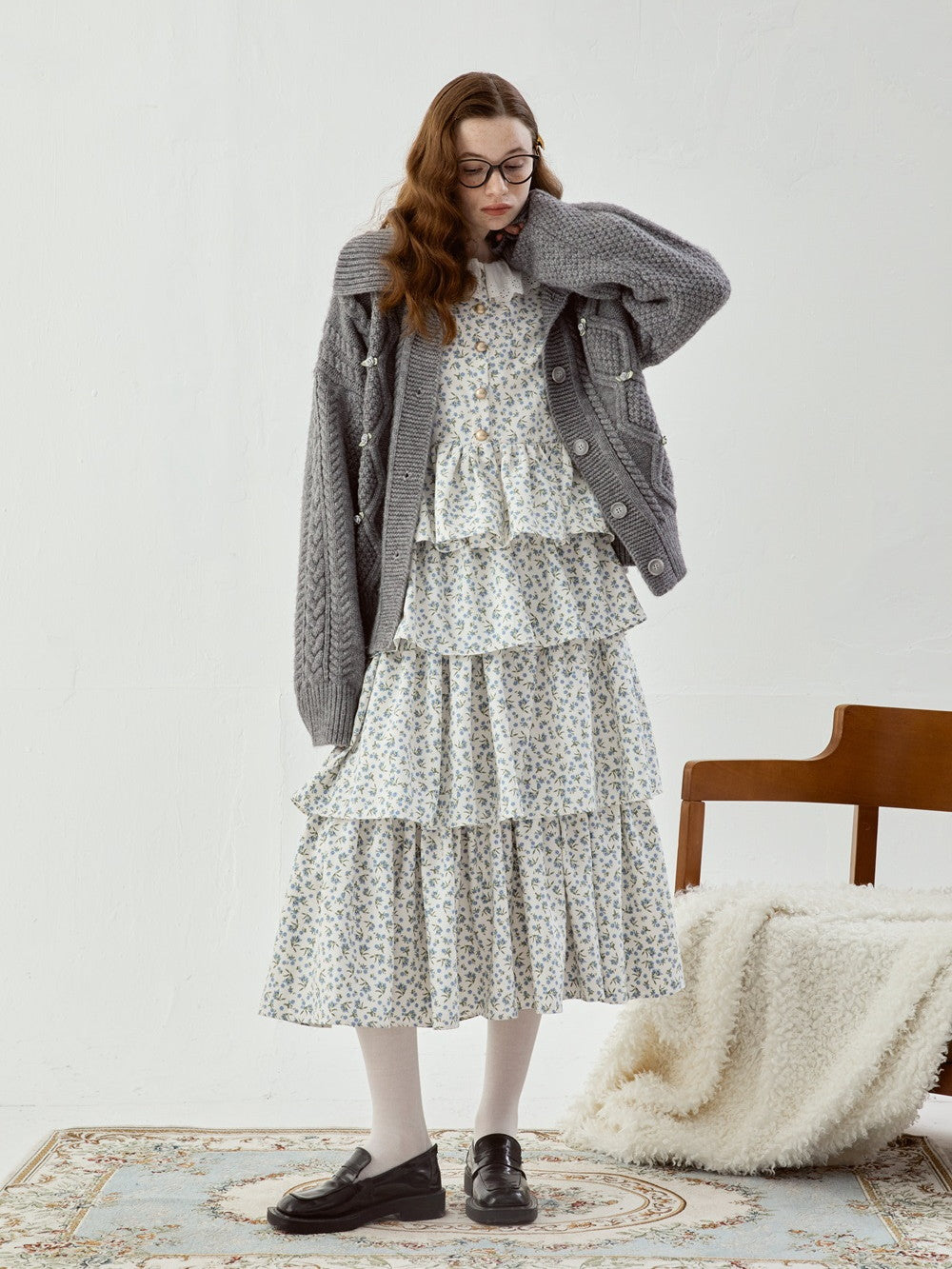 Femineine Blume Retro Flare niedliche Bluse Bluse