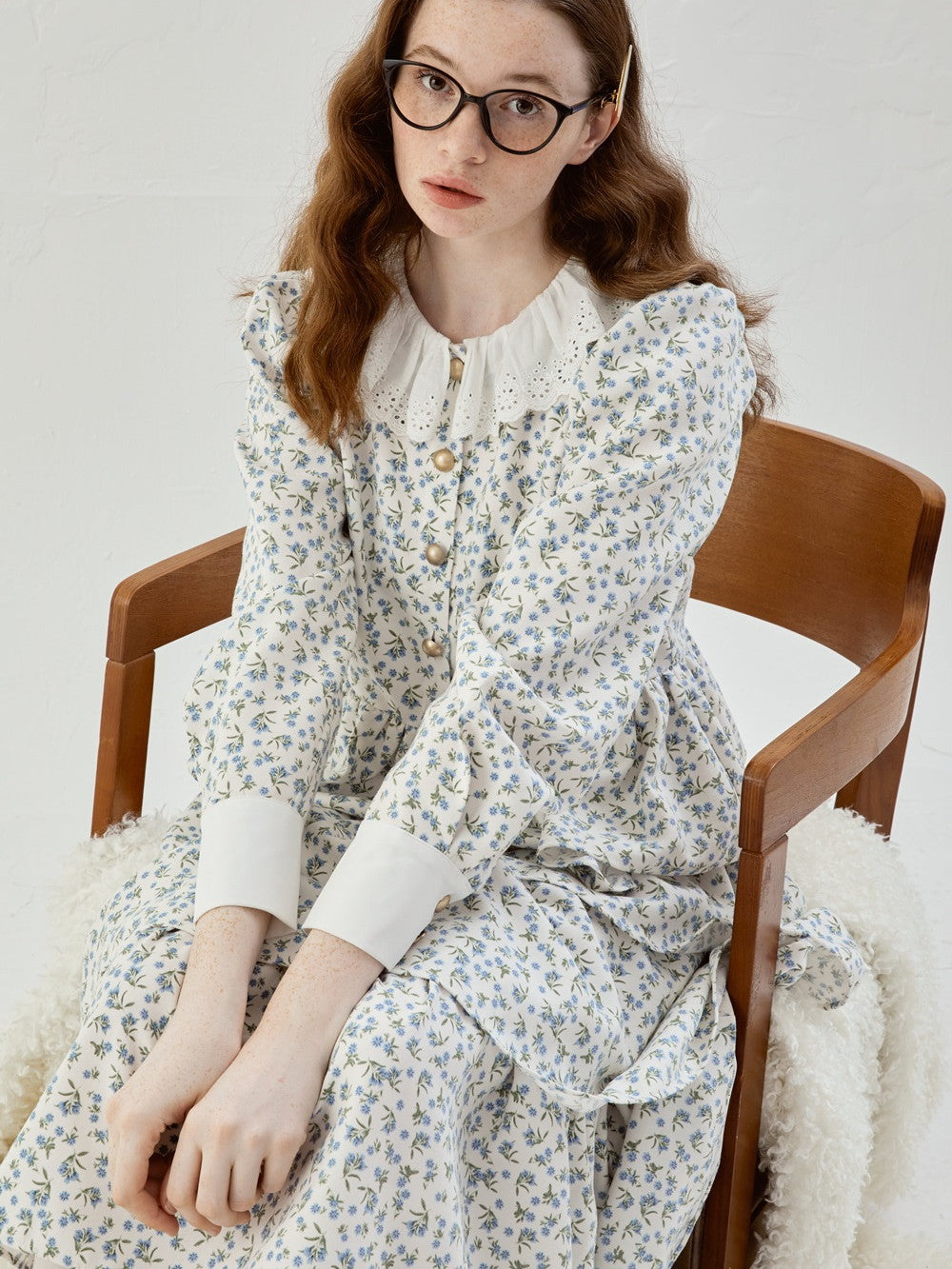 Femineine Blume Retro Flare niedliche Bluse Bluse