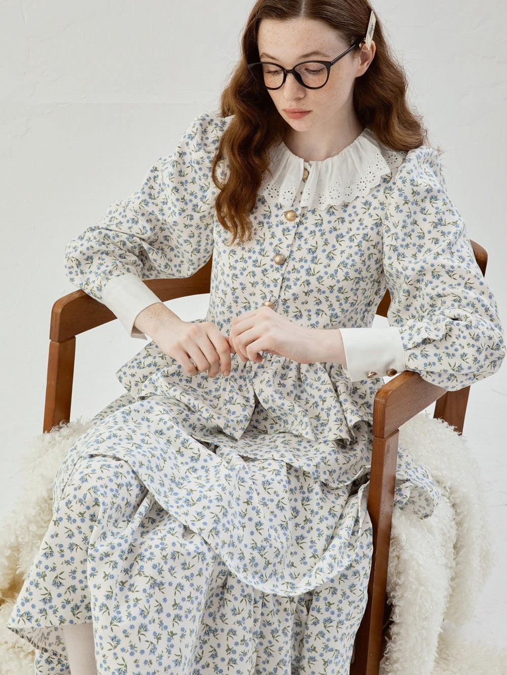 Femineine Blume Retro Flare niedliche Bluse Bluse