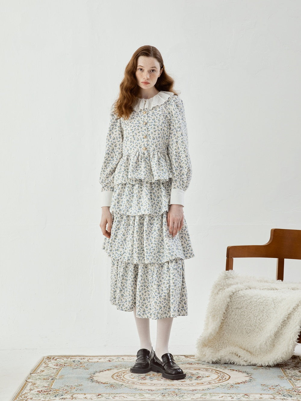 Femineine Blume Retro Flare niedliche Bluse Bluse