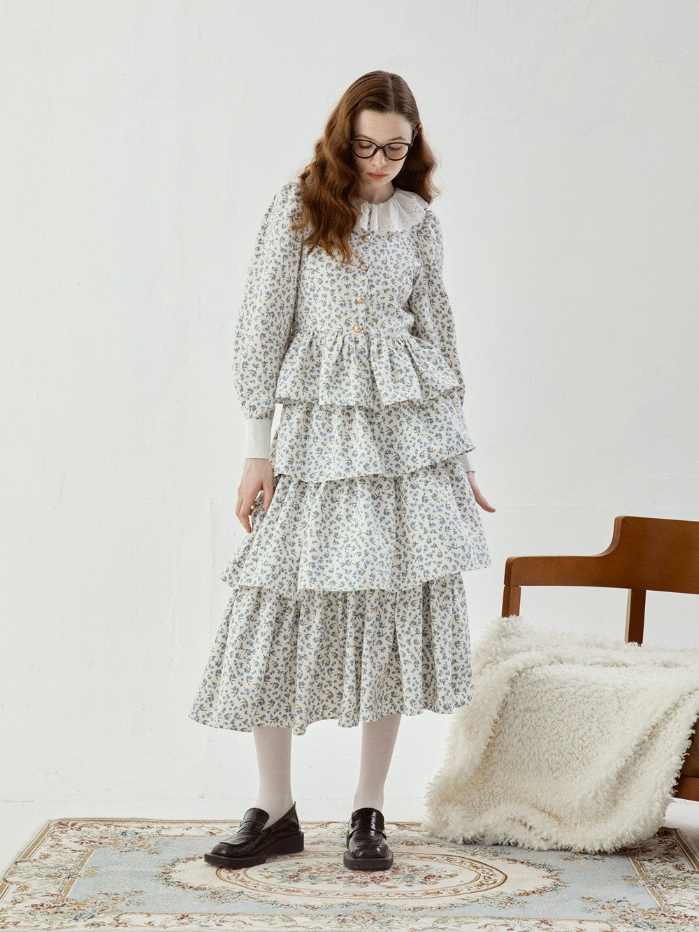 Femineine Blume Retro Flare niedliche Bluse Bluse