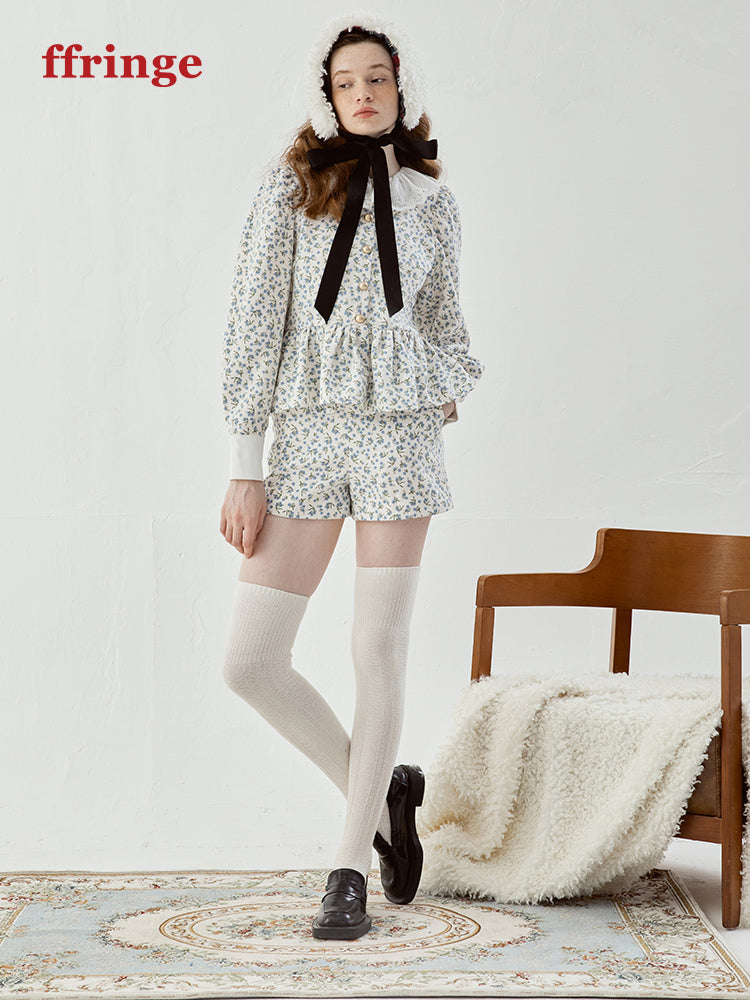 Femineine Blume Retro Flare niedliche Bluse Bluse