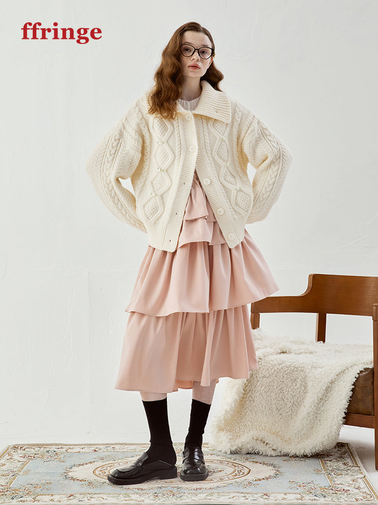 Suede Tiered Flare Lace Sweet One-piece