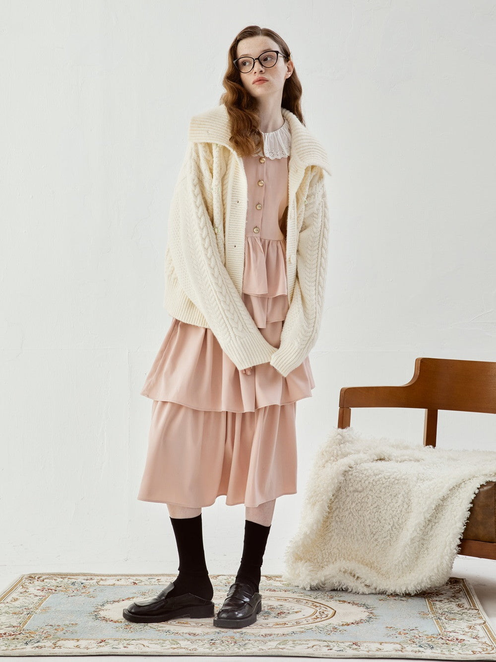 Suede Tiered Flare Lace Sweet One-piece