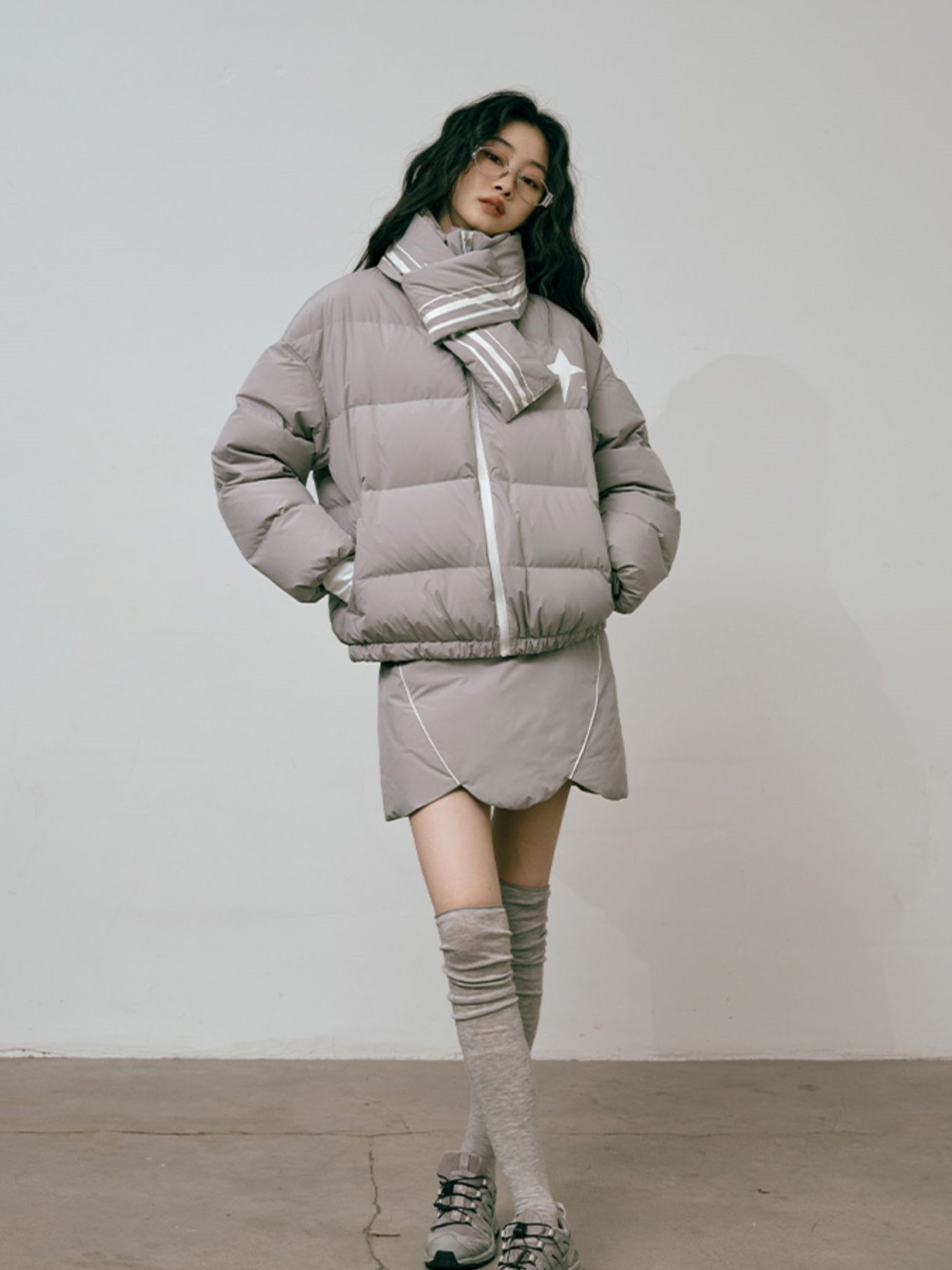 Quilting Mature Modest Down-Jacket & Skirt