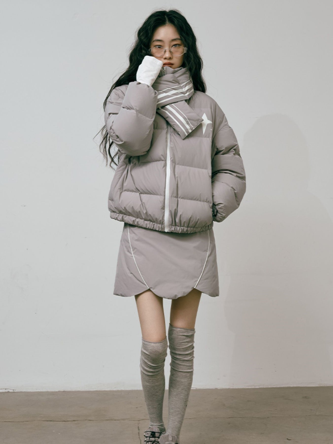 Quilting Mature Modest Down-Jacket & Skirt