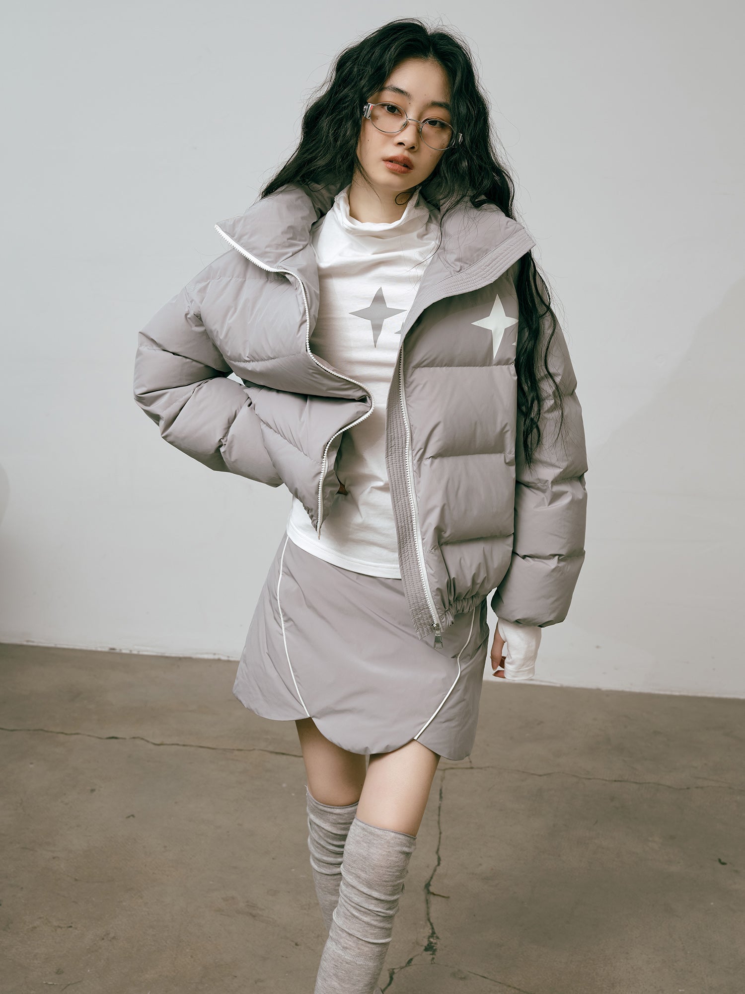 Quilting Mature Modest Down-Jacket & Skirt