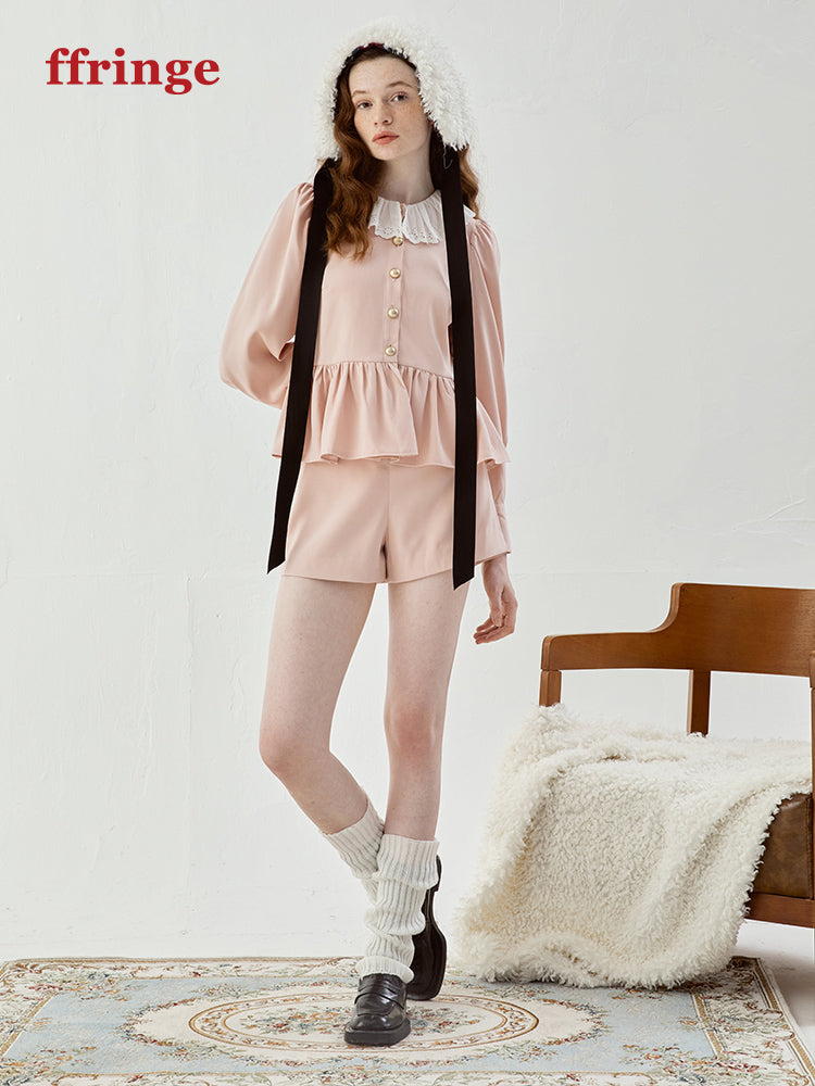 Suede Short Plain Short-Pants