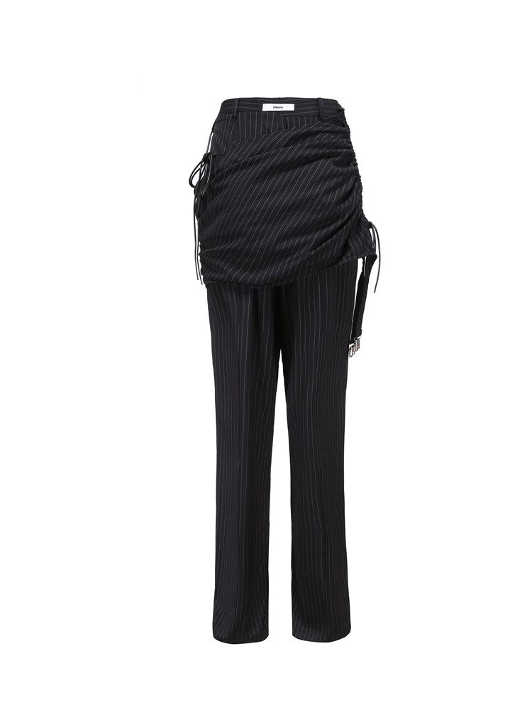 스트라이프 스커트 드레이프 슬릿 바지