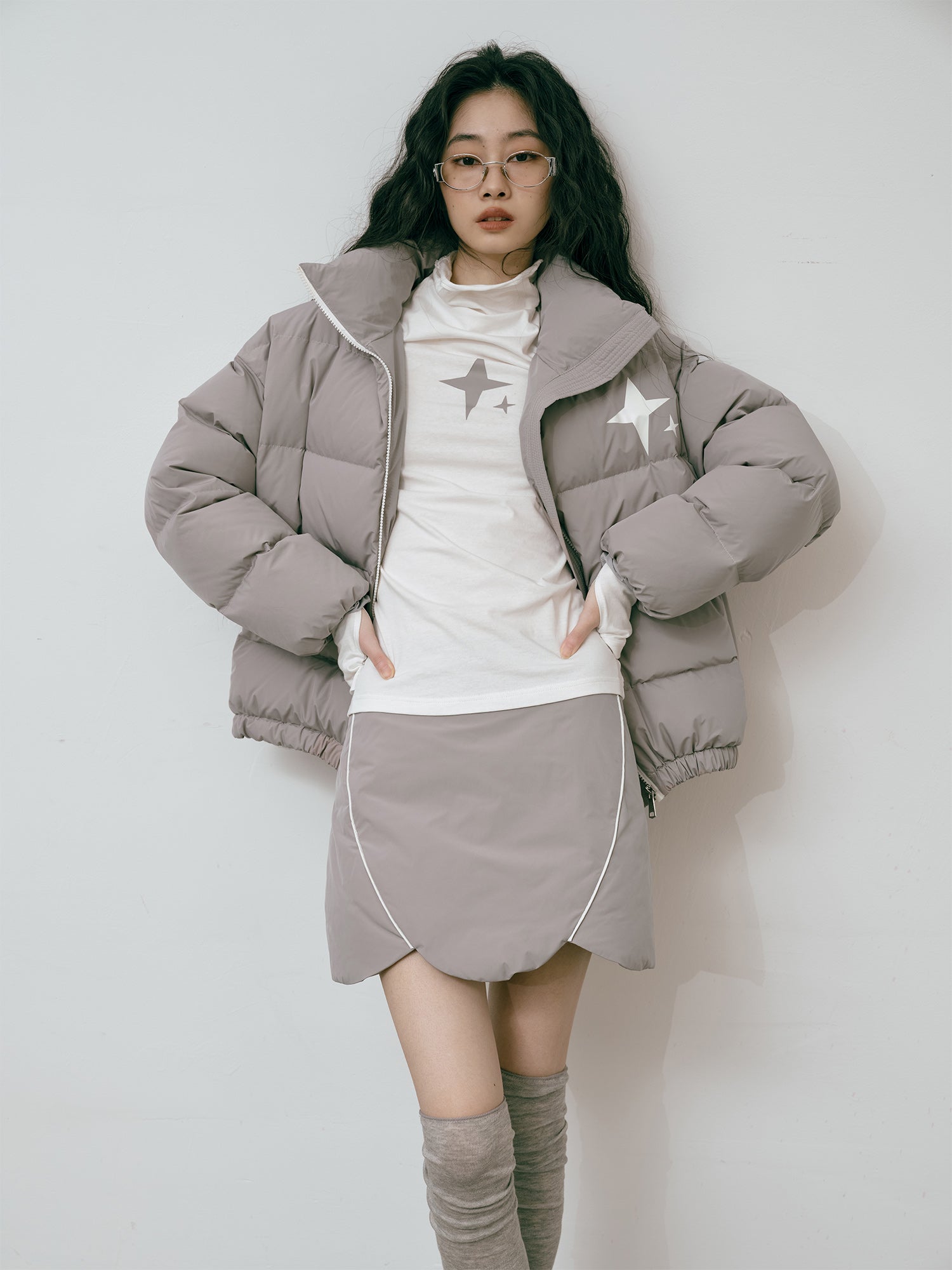 Quilting Mature Modest Down-Jacket & Skirt