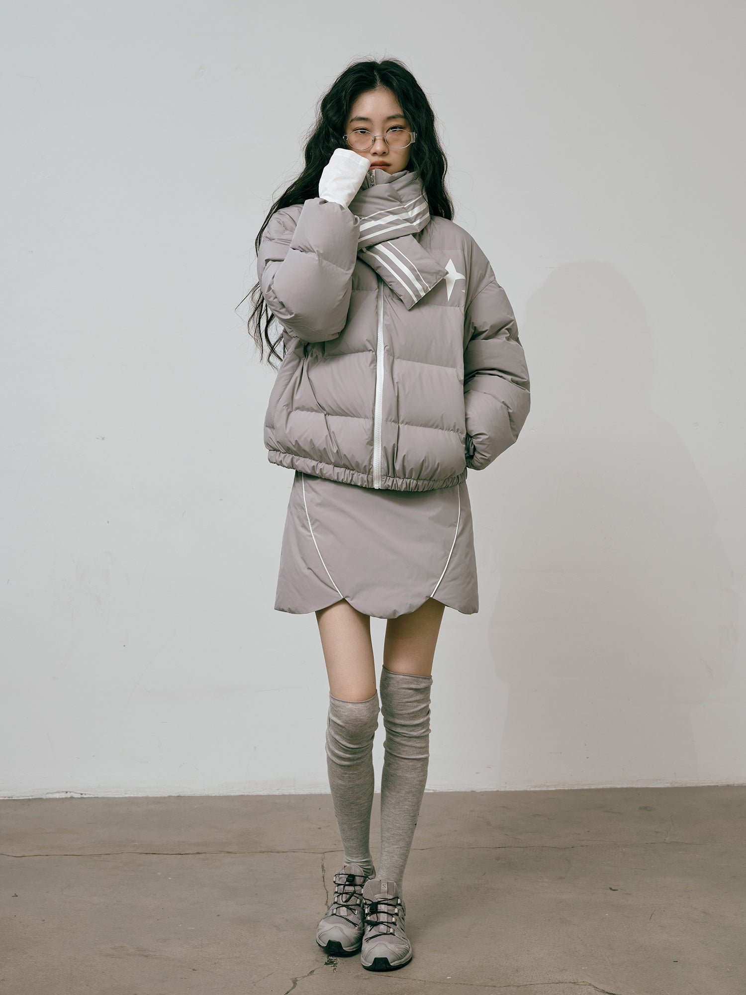 Quilting Mature Modest Down-Jacket & Skirt