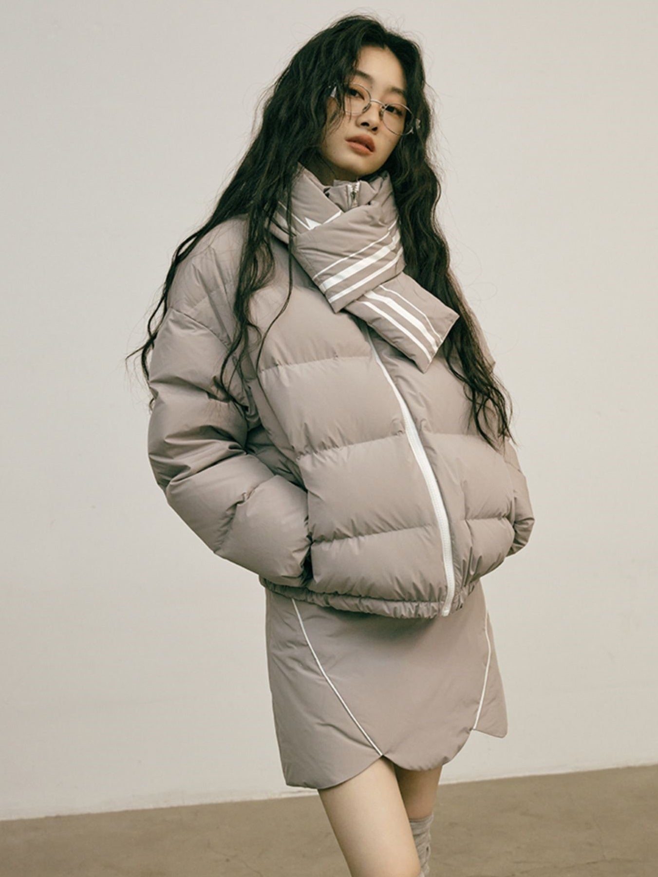 Quilting Mature Modest Down-Jacket & Skirt