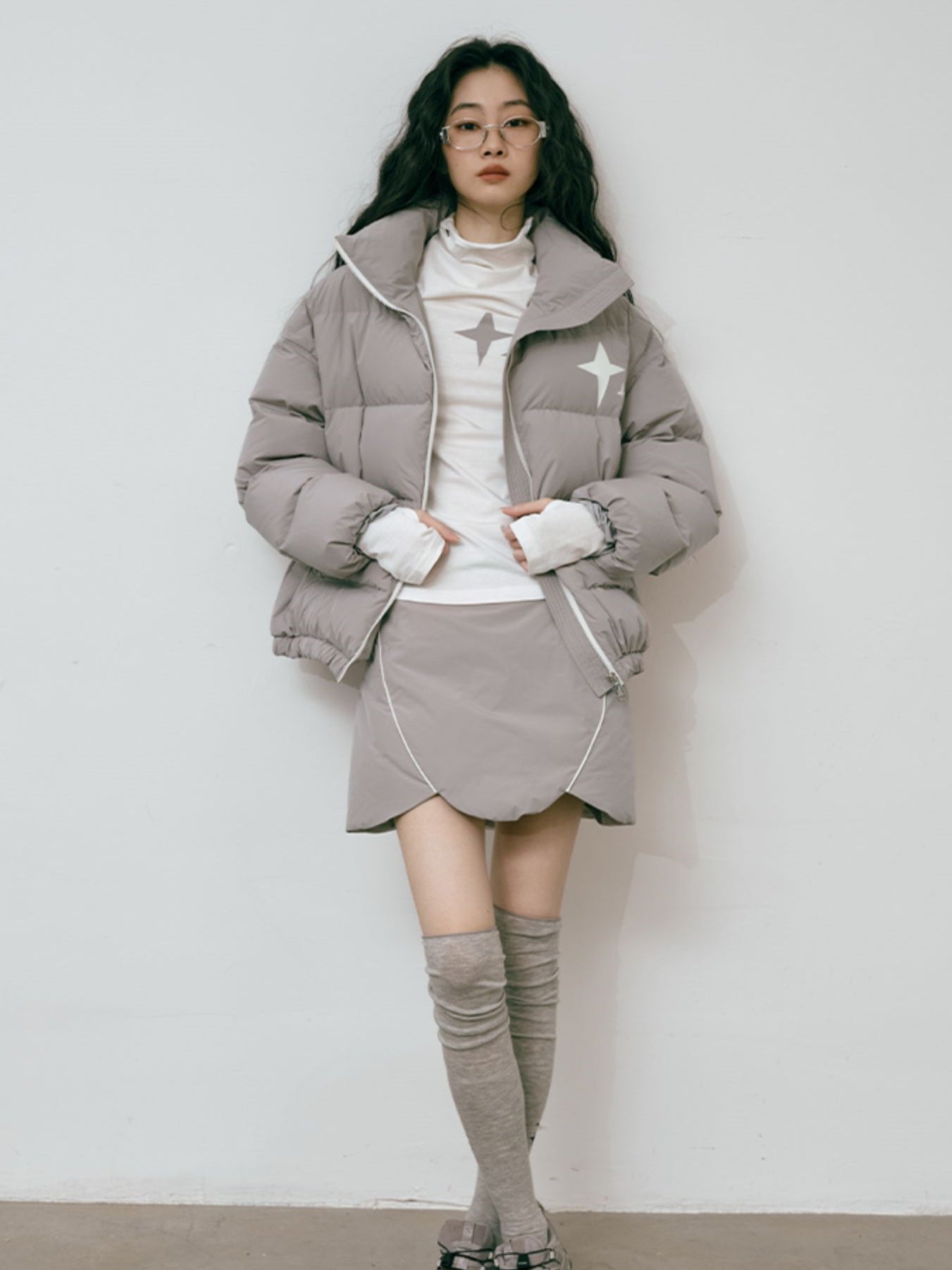 Quilting Mature Modest Down-Jacket & Skirt