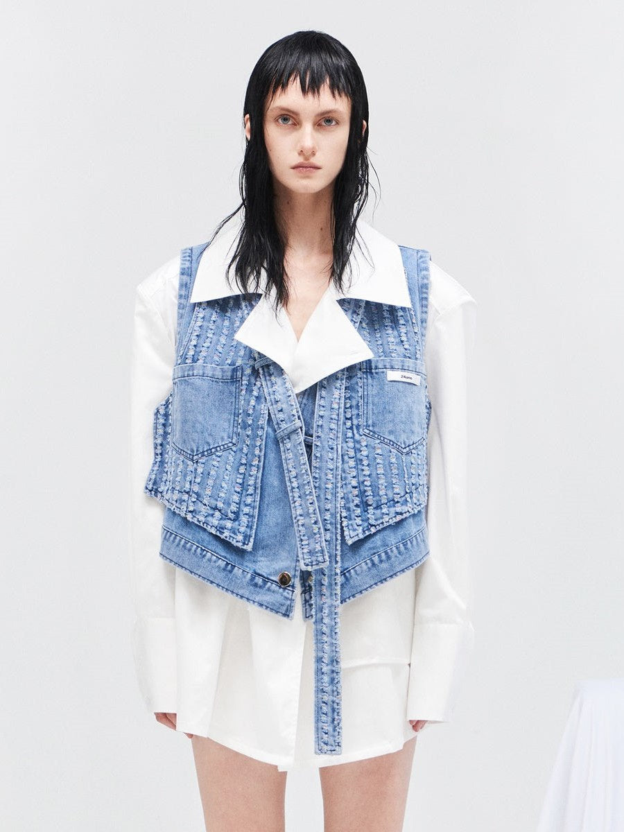 Denim Nichi Open-shoulder Tops