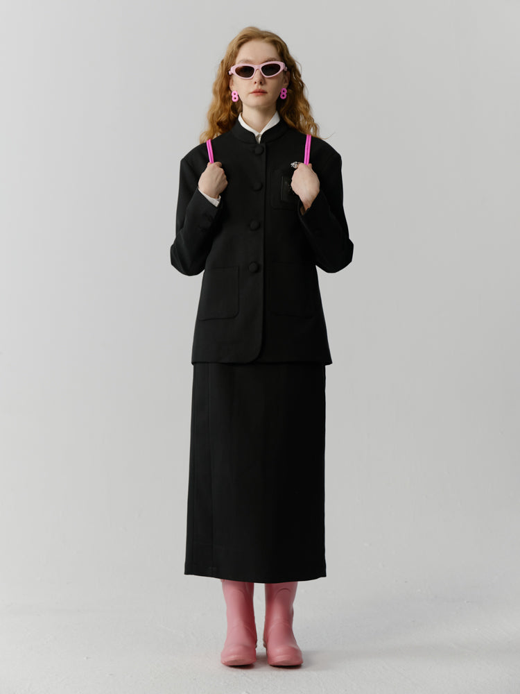 SIMPLE SUIT JACKET & LONG-SKIRT