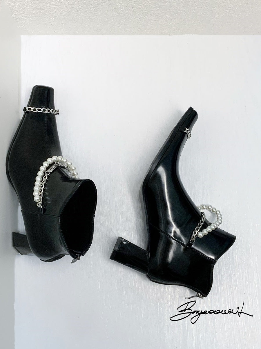 Lederperlenkette Nichi Chunky-Heelt-Stiefel
