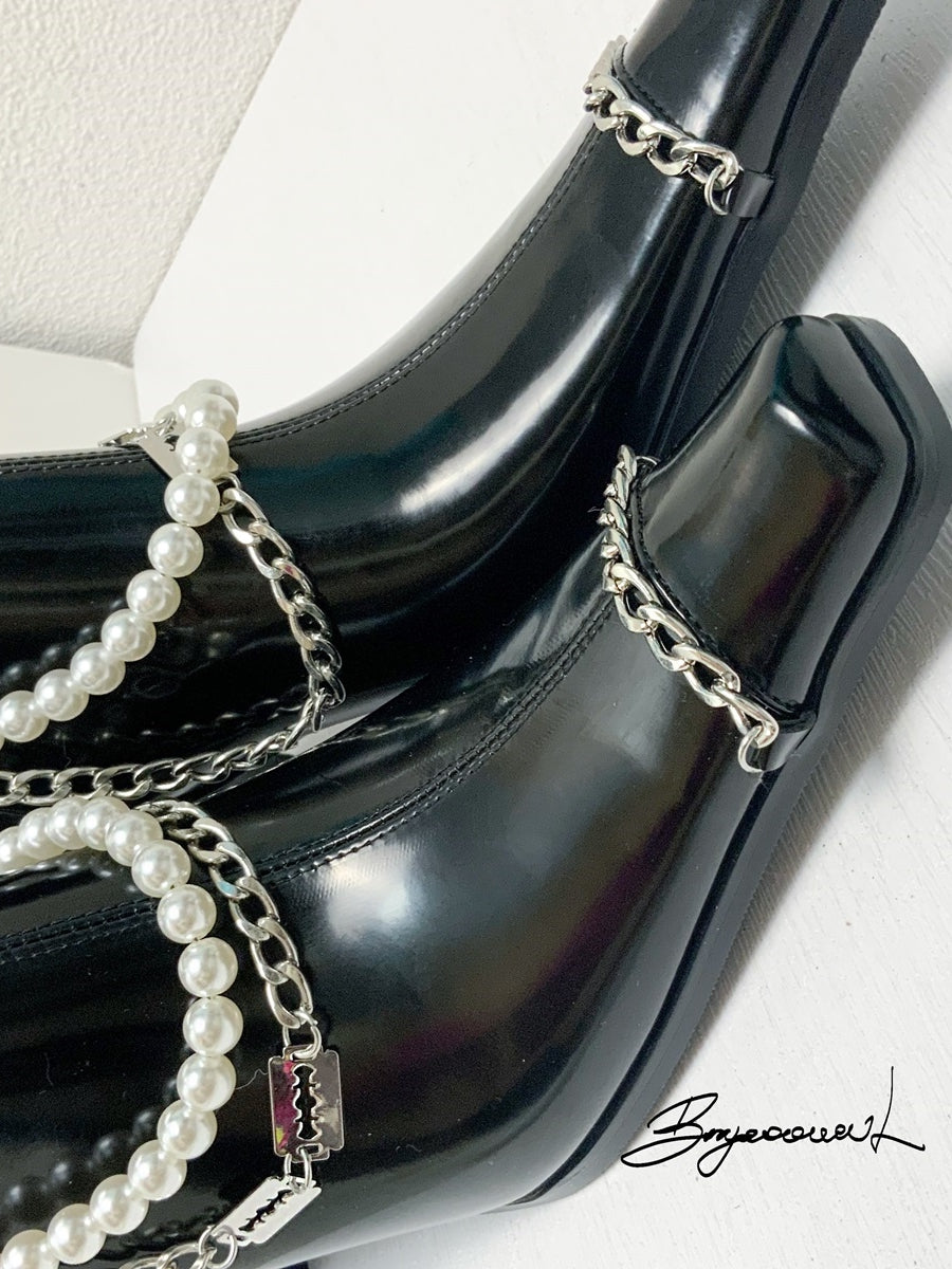 Lederperlenkette Nichi Chunky-Heelt-Stiefel