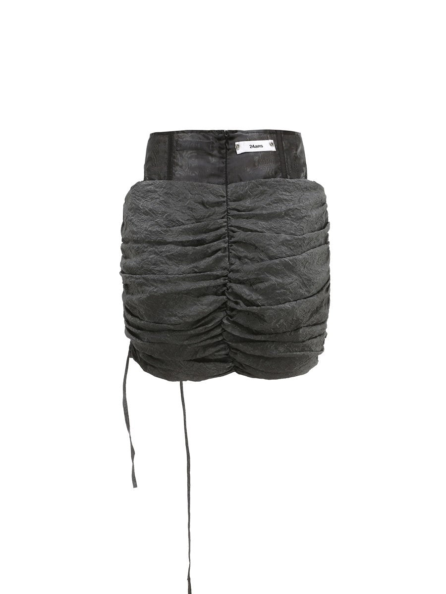 Drape Short Nichi Asymmetry Wrinkled Skirt