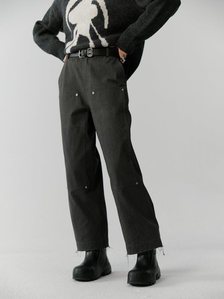 Wide Cropped Casual Faded Cut-Off Patns