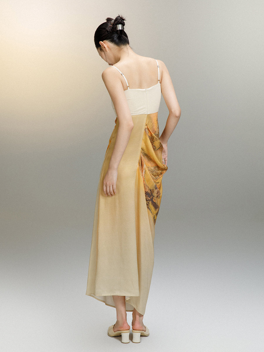 Tie-dye Drape Classy Mature One-piece