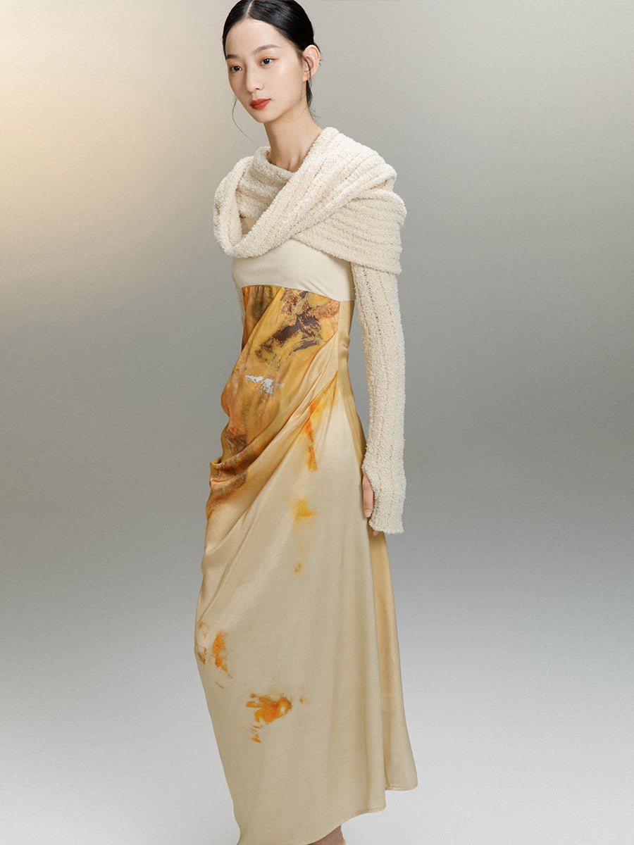 Tie-dye Drape Classy Mature One-piece
