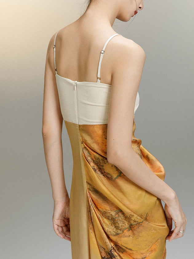 Tie-dye Drape Classy Mature One-piece