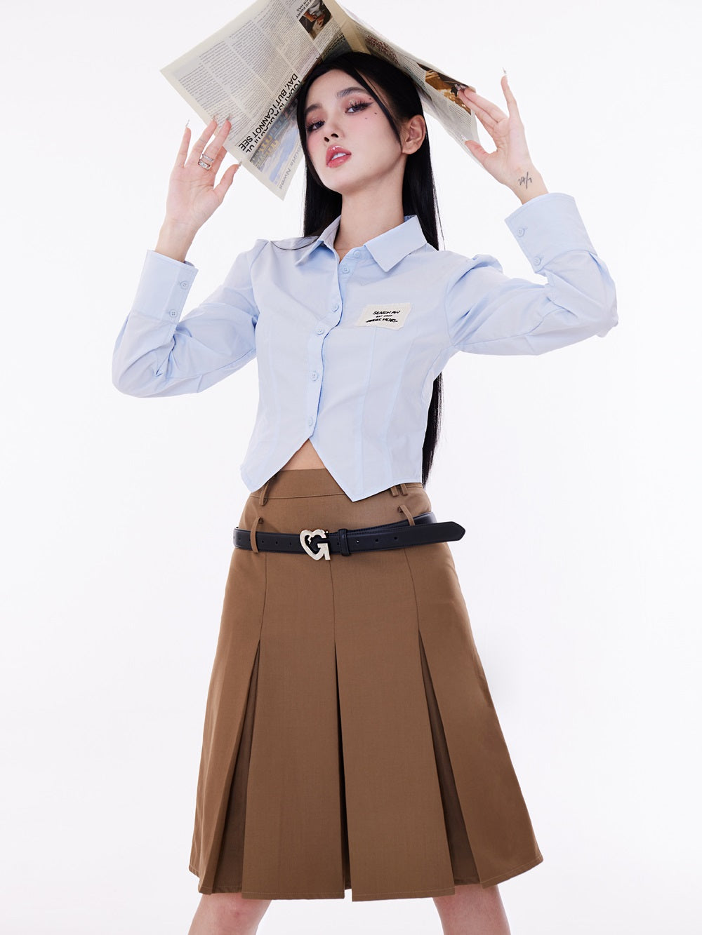 Plain Cropped Patch Shirt