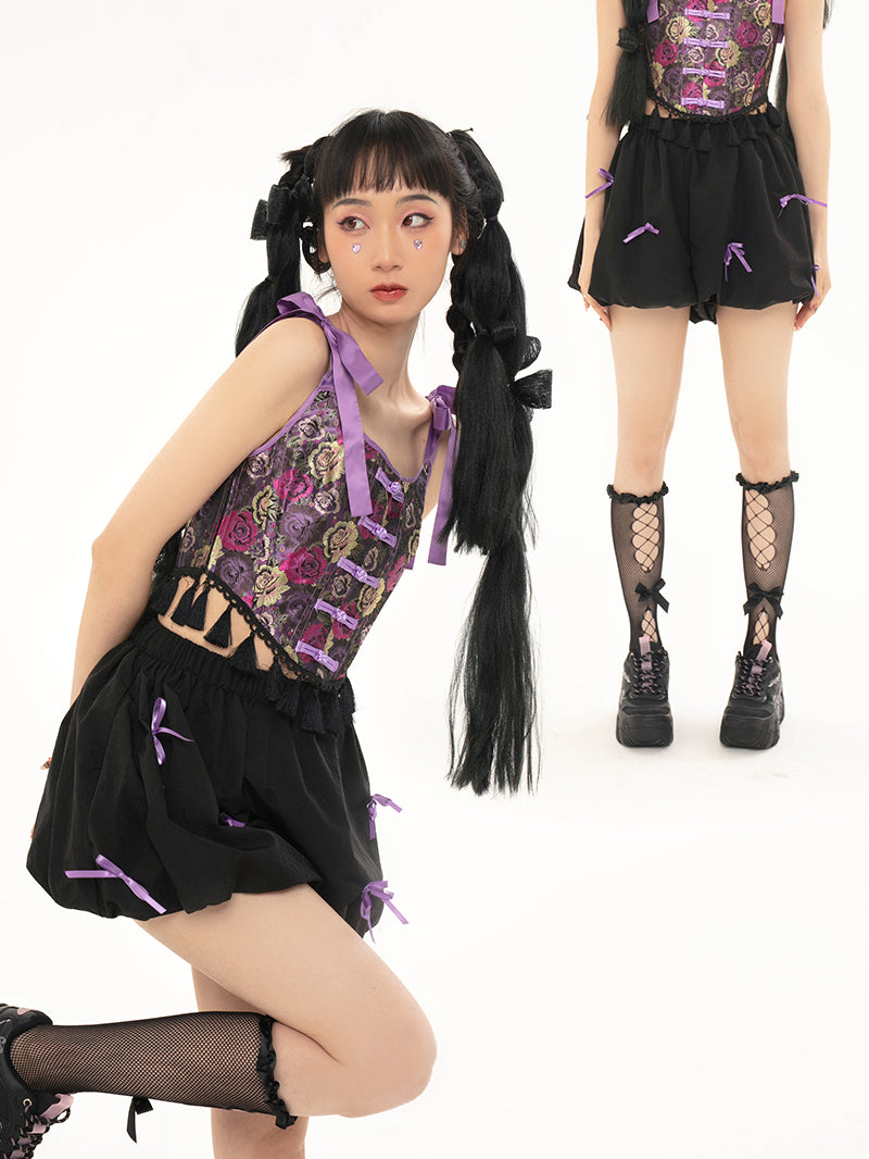 Balloon Pumpkin Ribbon Short Pants