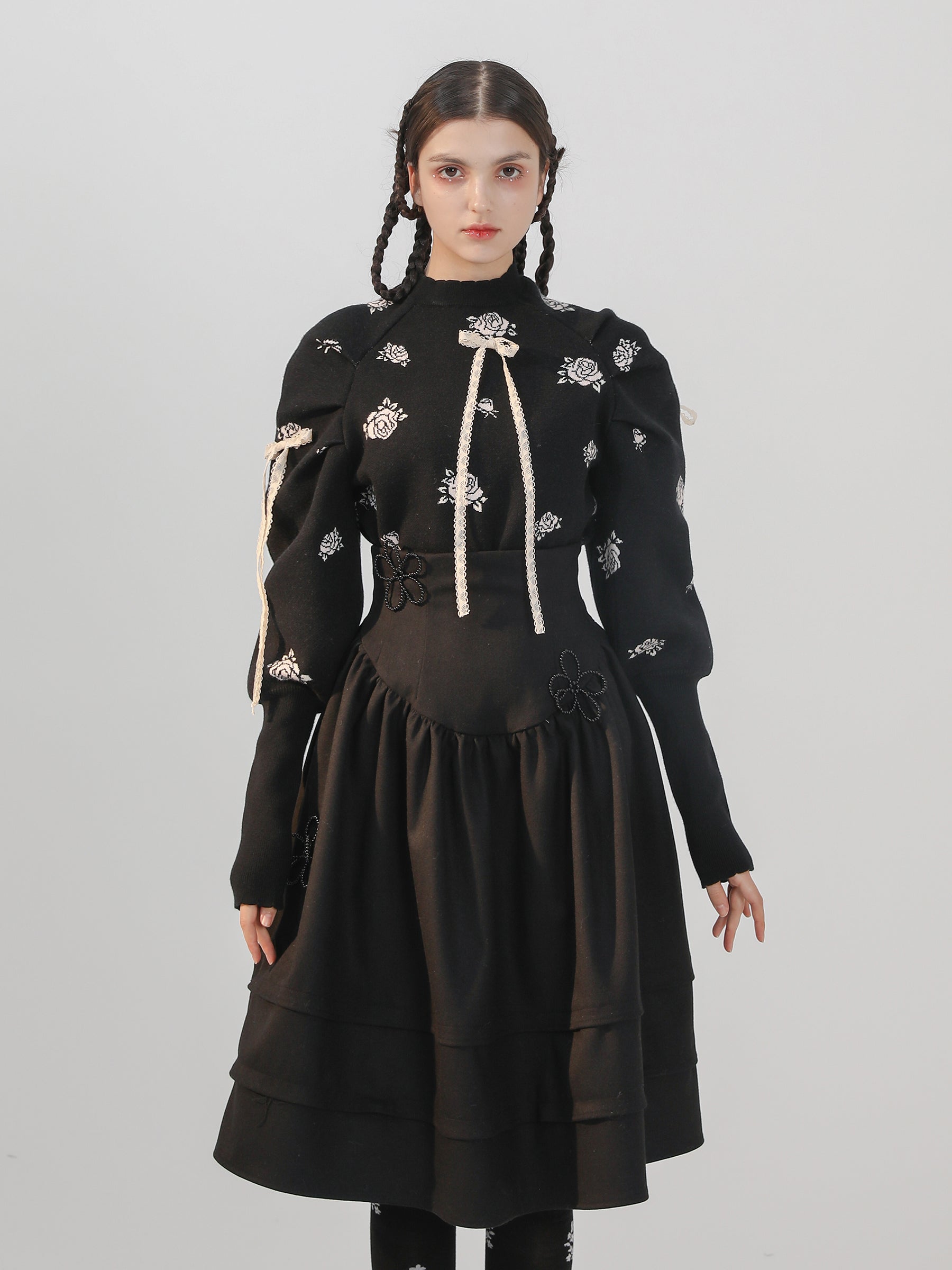 Tiered High-waist Flower Fluffy Skirt
