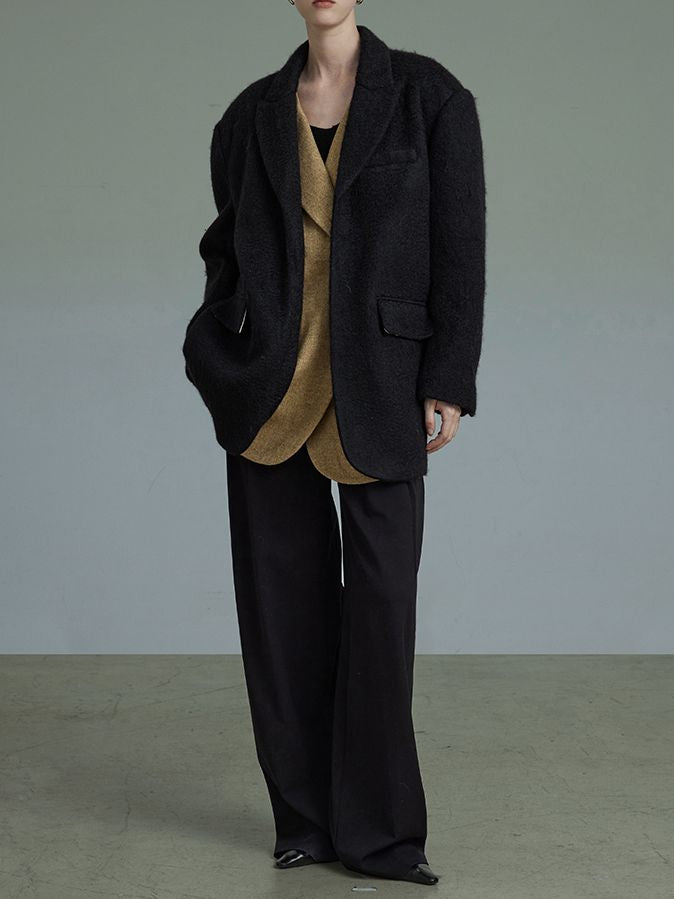 Rayered Mature Classy Middle Wool Coat