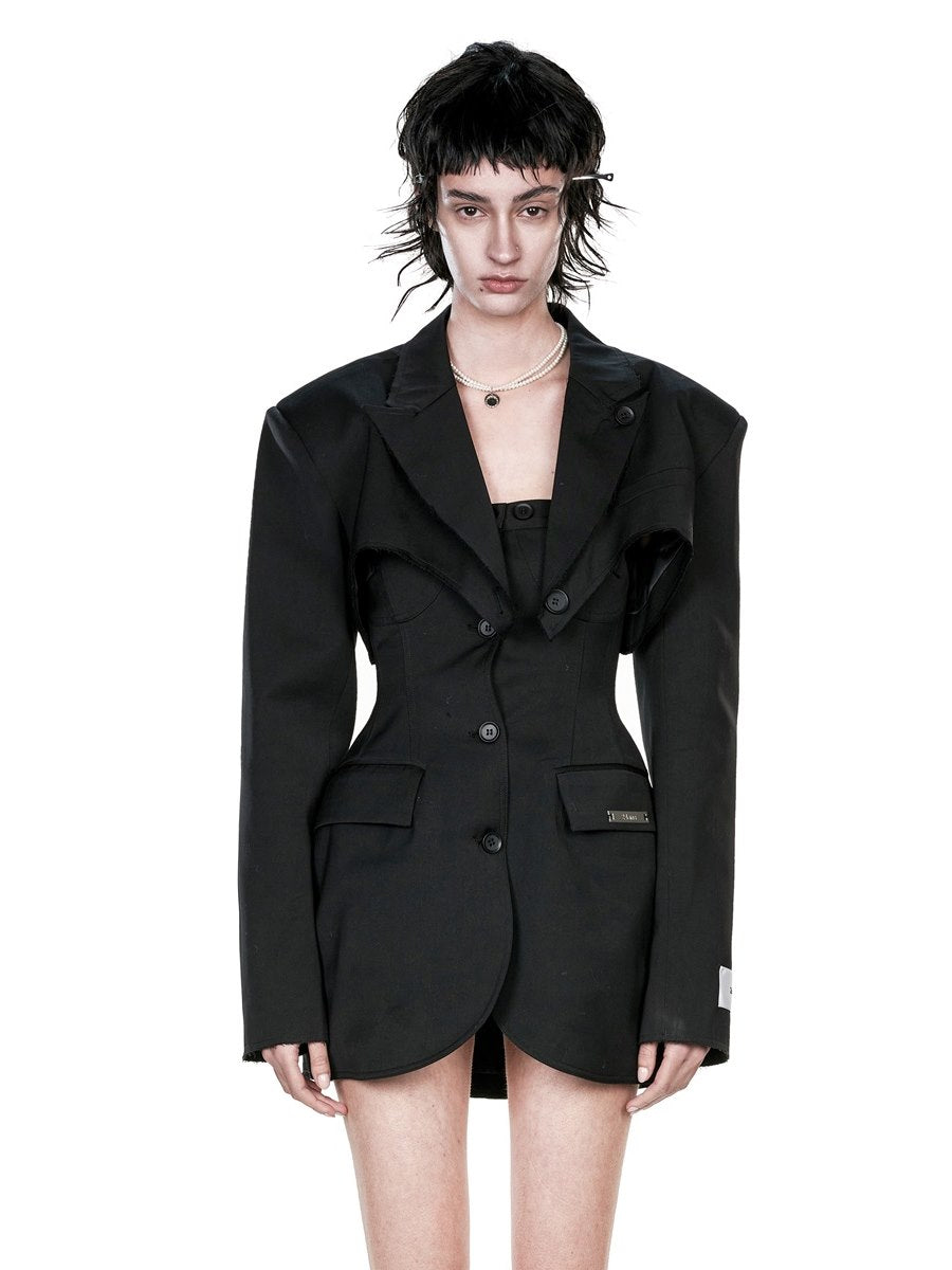 Set-up Cool Leather Jacket&One-piece