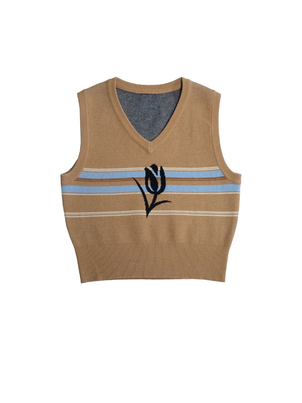 튤립 라인 대학 니트 조끼