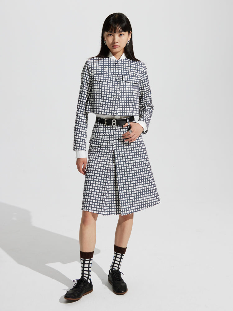 Scheckte mit mittlerer Flare Jacke Rock geschnitten