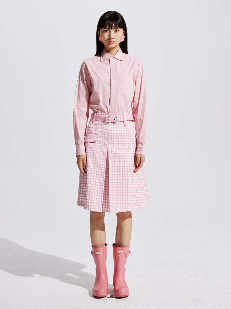 Checked Cropped Middle Flare Jacket Skirt