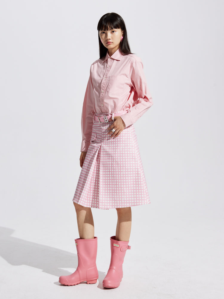 Checked Cropped Middle Flare Jacket Skirt