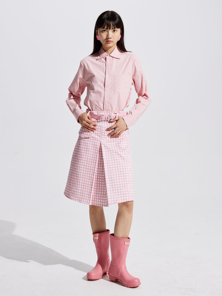 Checked Cropped Middle Flare Jacket Skirt