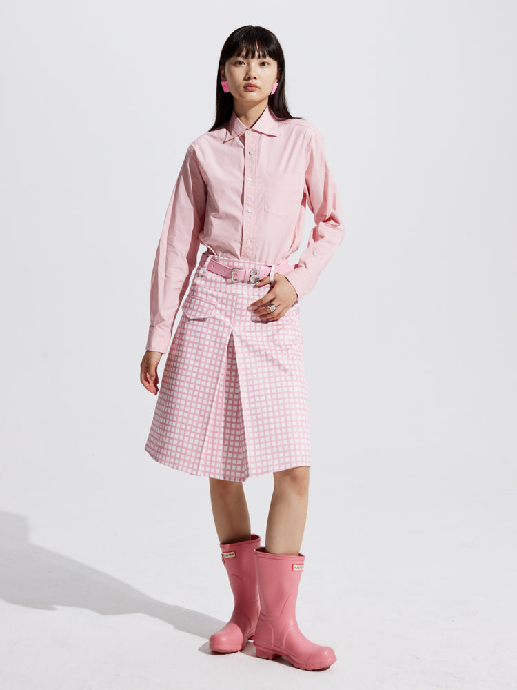Checked Cropped Middle Flare Jacket Skirt