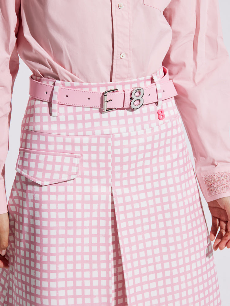 Checked Cropped Middle Flare Jacket Skirt