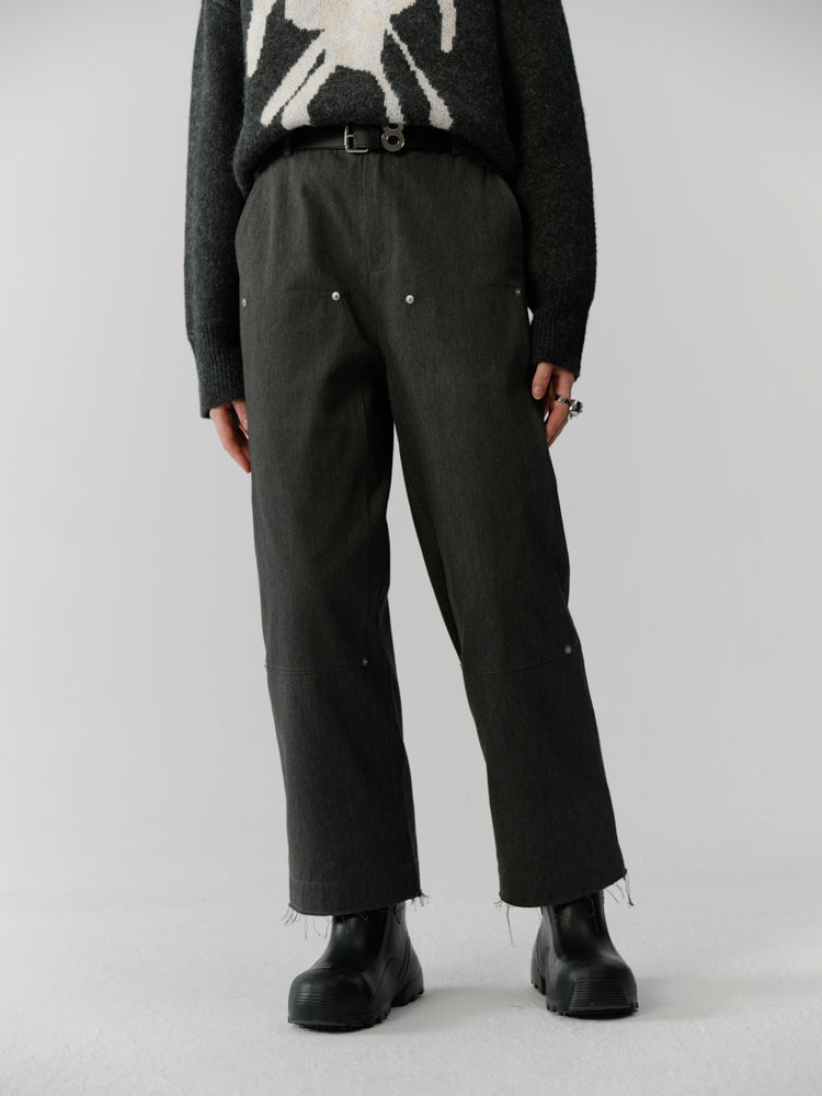 Wide Cropped Casual Faded Cut-Off Patns