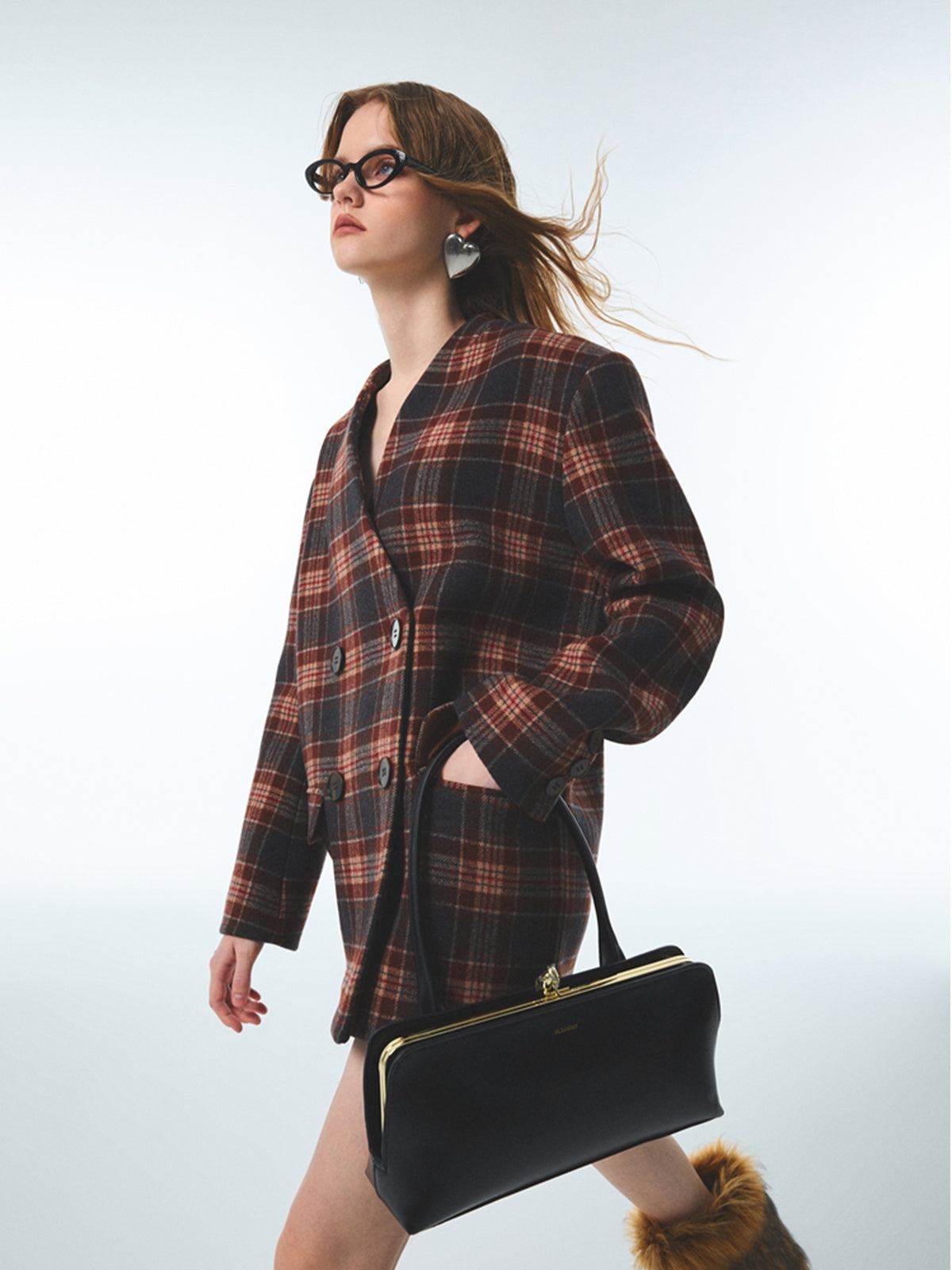 OVERSIZE CHECKED NO -COLLAR RETRO JACKET -FOASIS – ARCANA ARCHIVE