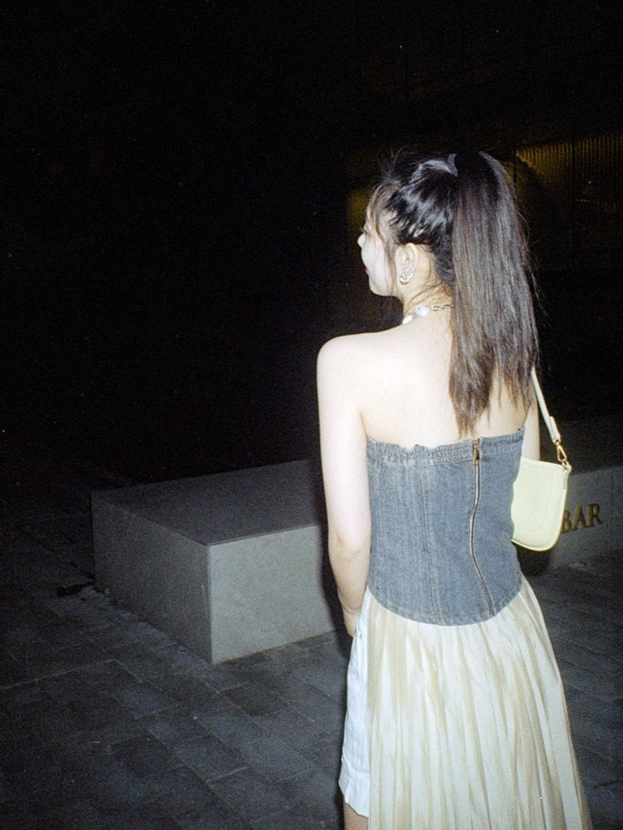 Retro Denim Nichi Tube-Top schneiden