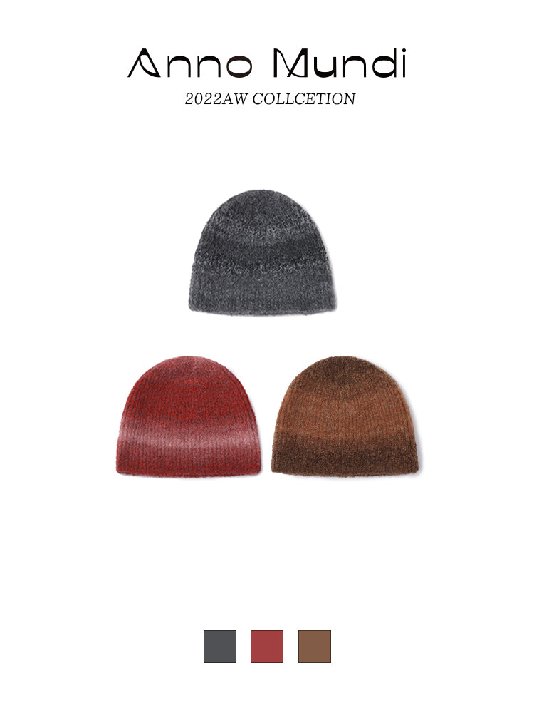 BORDER WARM SIMPLE KNIT-HAT