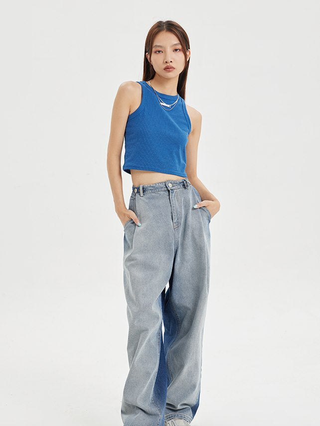 Cropped Plain Casual Tank-Top