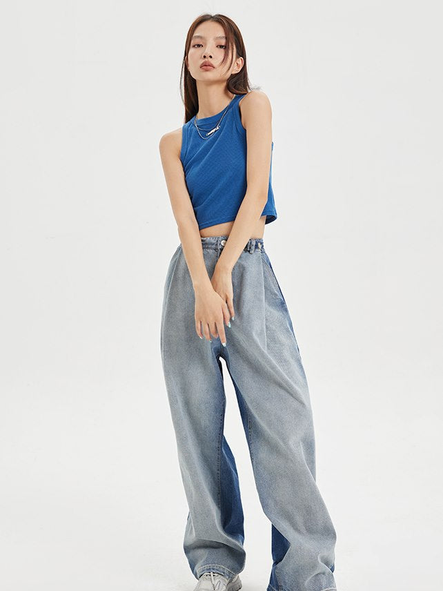 Cropped Plain Casual Tank-Top