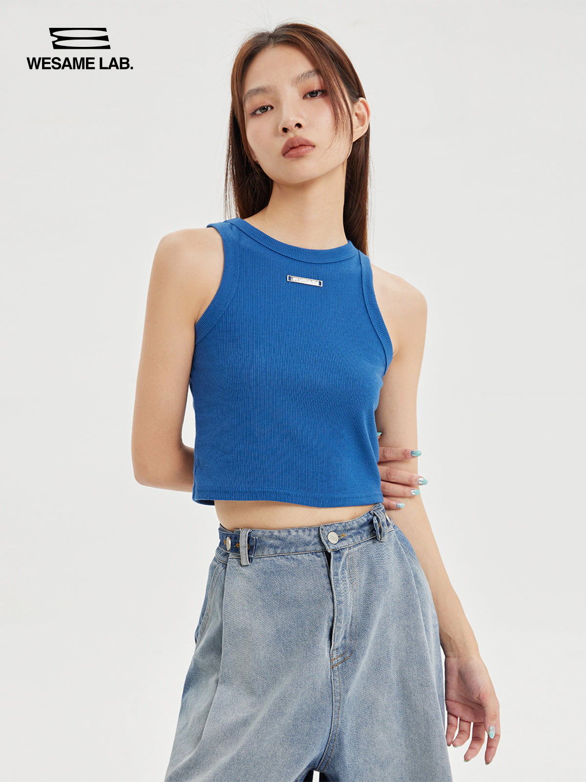 Cropped Plain Casual Tank-Top