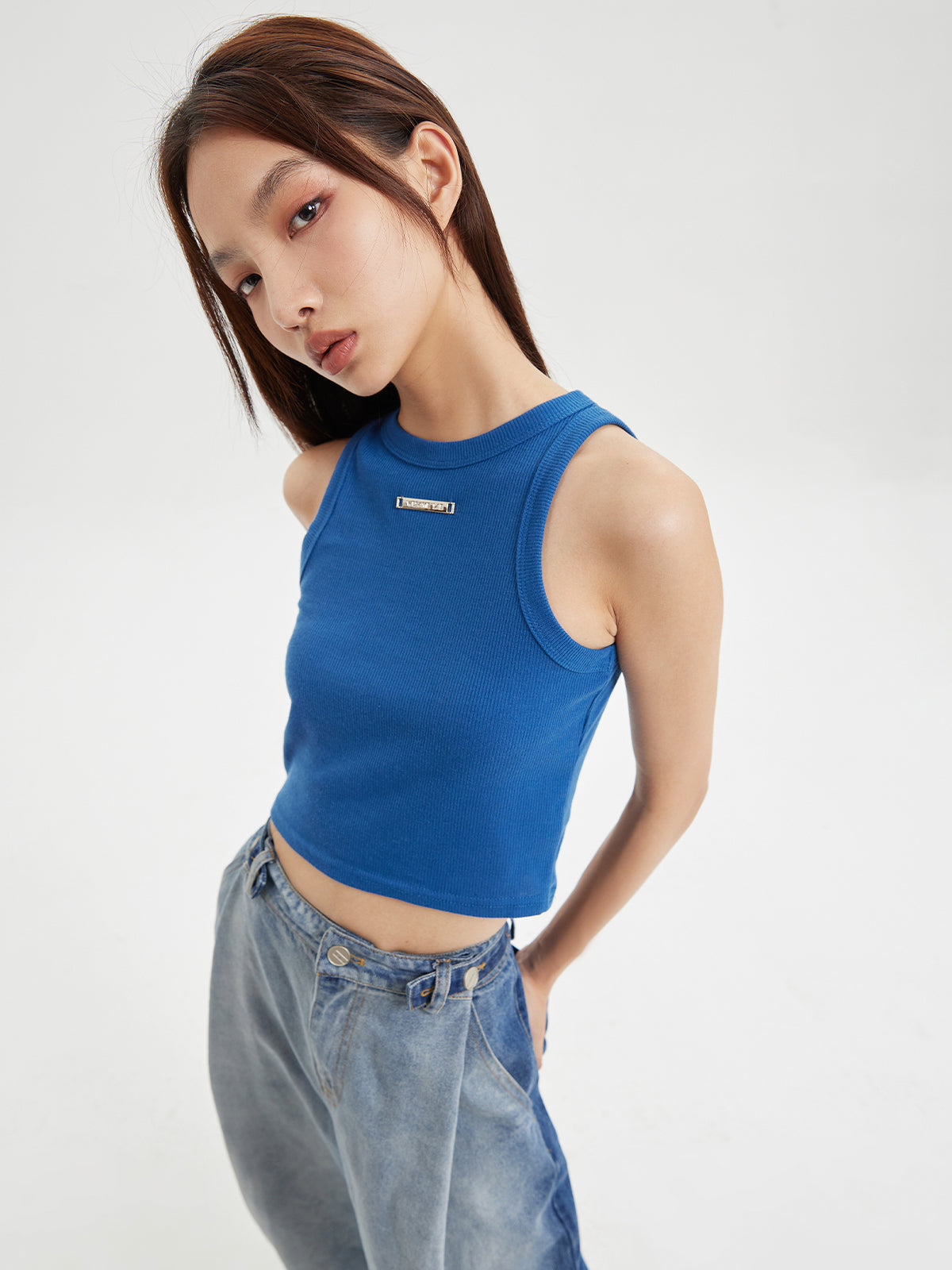 Cropped Plain Casual Tank-Top