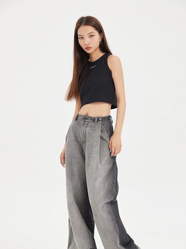 Cropped Plain Casual Tank-Top